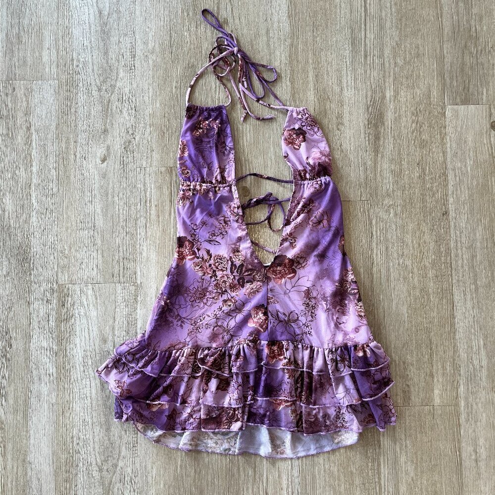 Womens NWT Fashion Nova Purple Printed Mini Dress - L